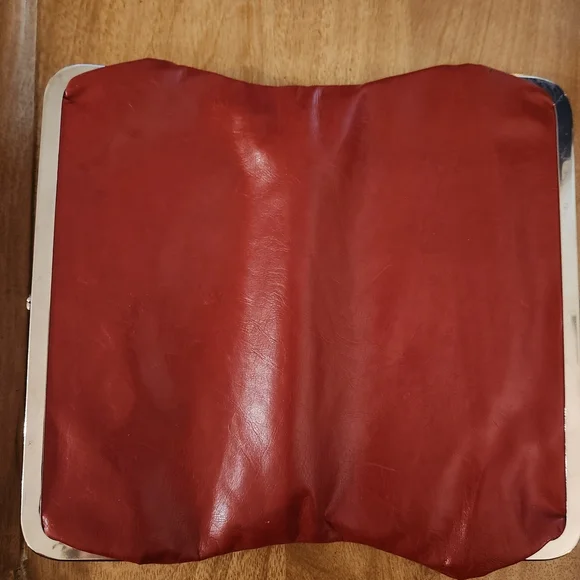 HOBO LAUREN COLLECTION Red Leather Clutch with Silver Frame - Picture 3 of 6